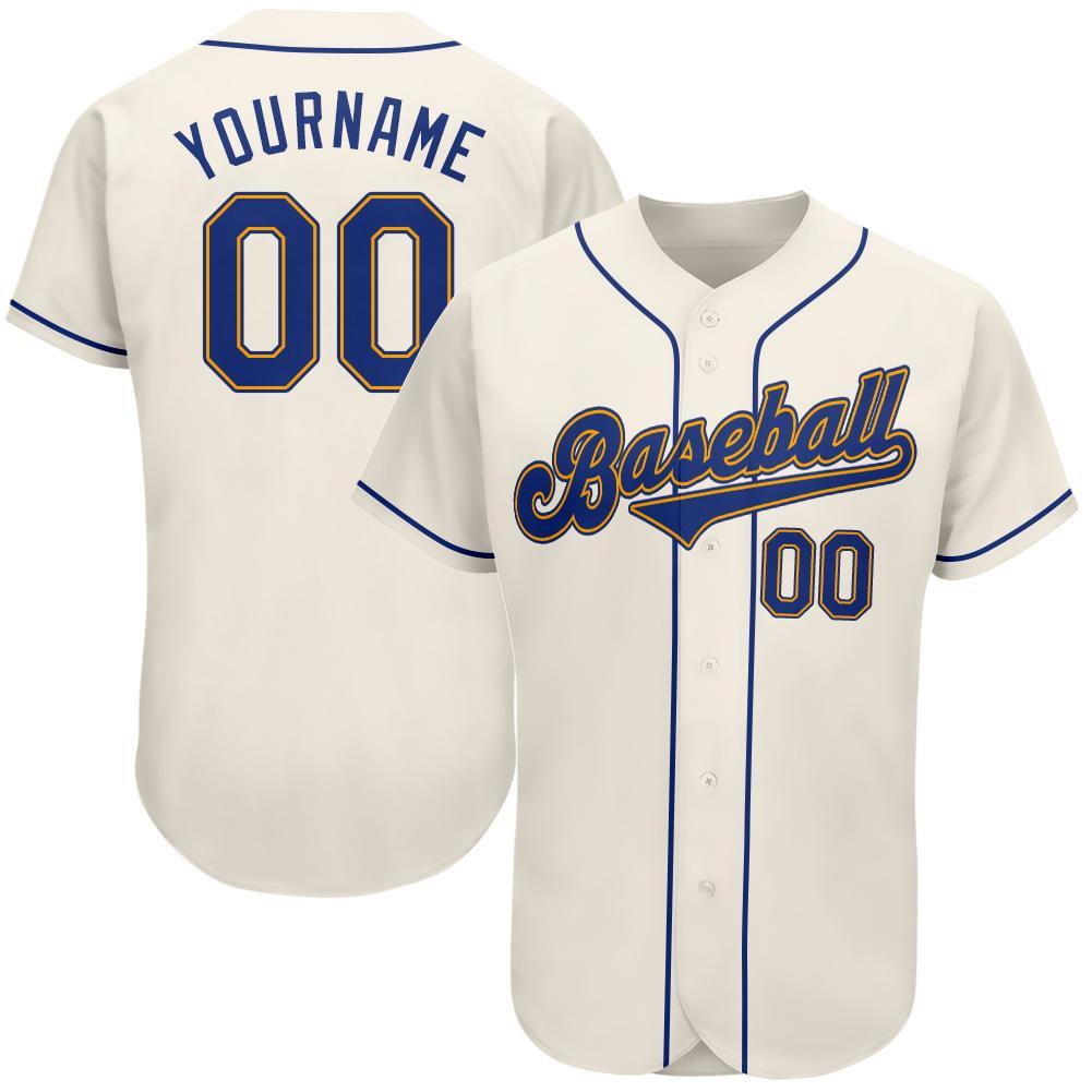 Custom Cream Royal-Gold Authentic Baseball Jersey - Main View