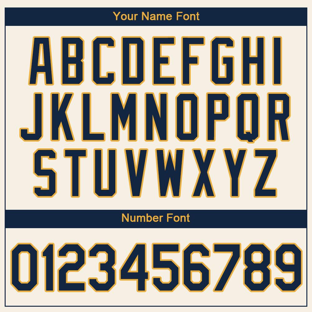 Custom Cream Navy-Gold Authentic Baseball Jersey view 4