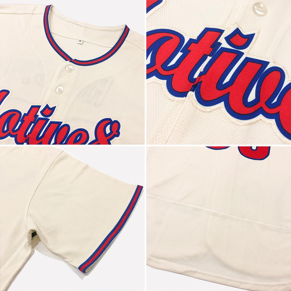 Custom Cream Navy-Gold Authentic Baseball Jersey view 6