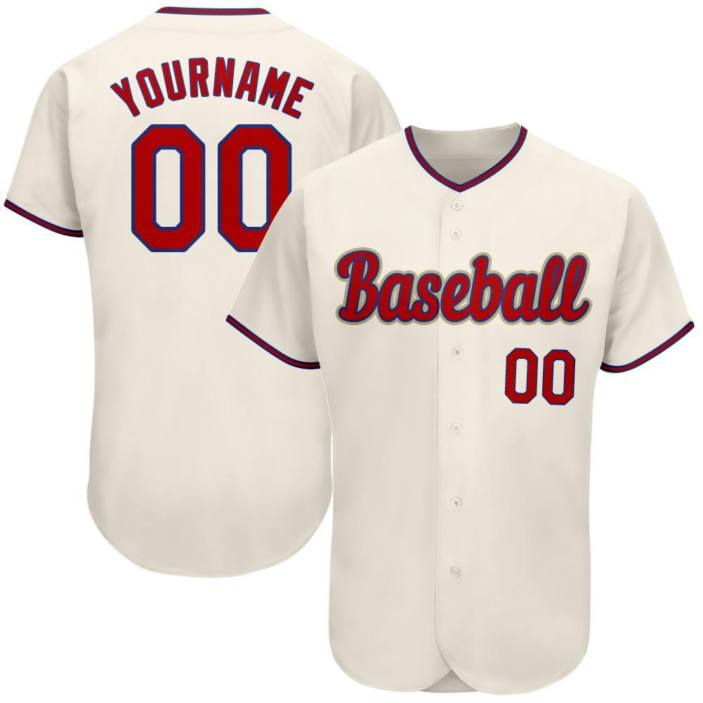 Custom Cream Red-Royal Authentic Baseball Jersey - Main View