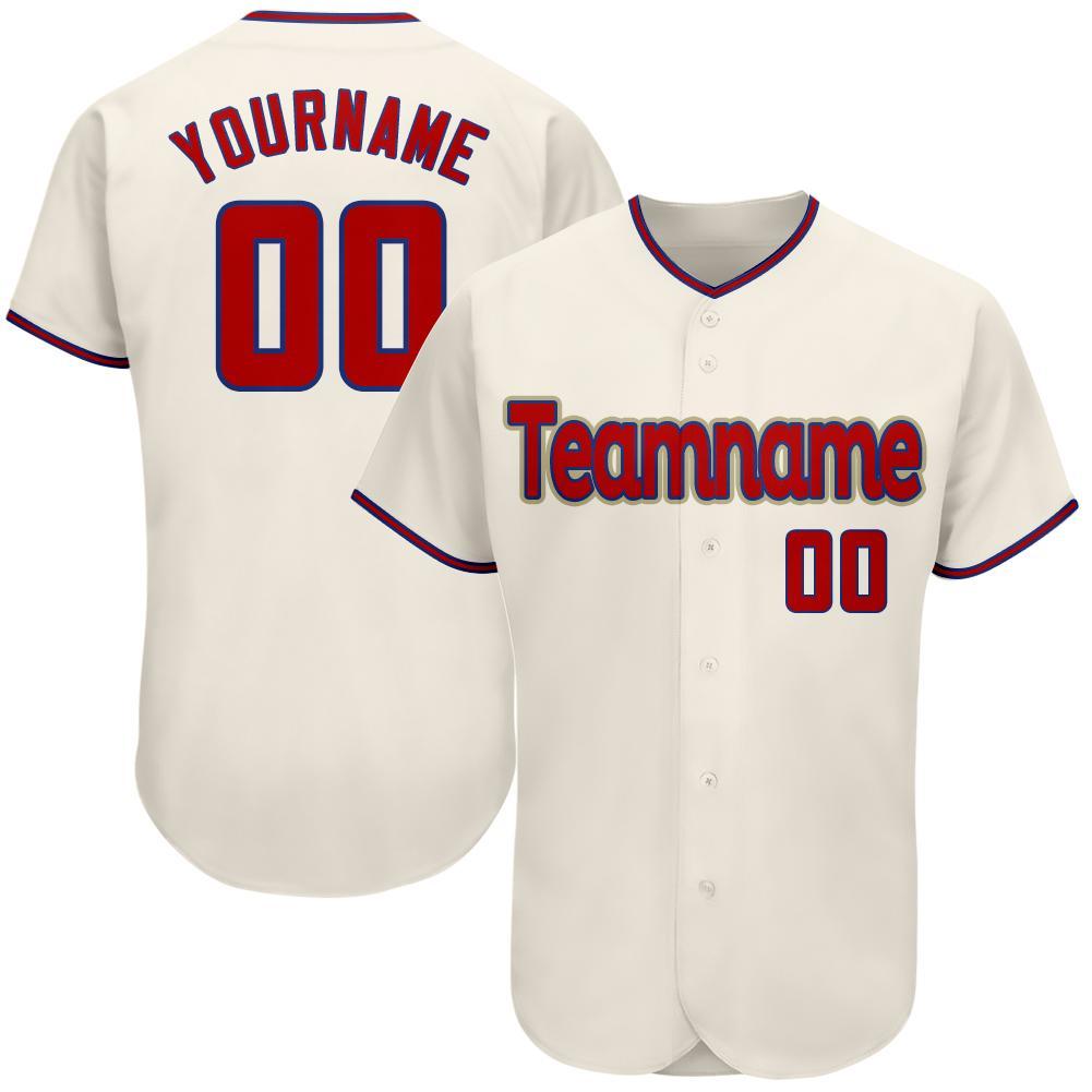 Custom Cream Red-Royal Authentic Baseball Jersey - Main View