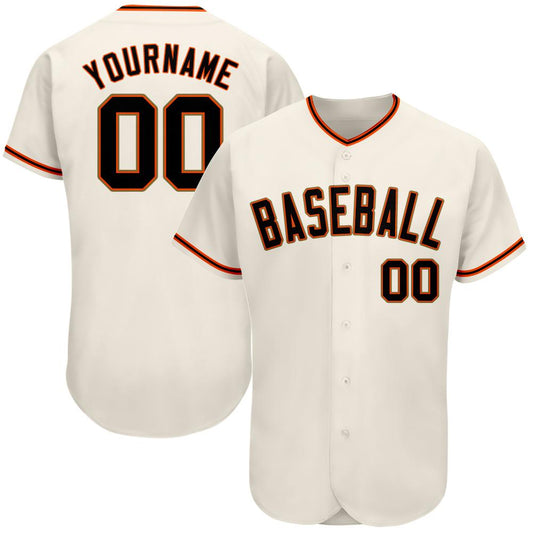 Custom Cream Black Orange-Old Gold Authentic Baseball Jersey - Main View