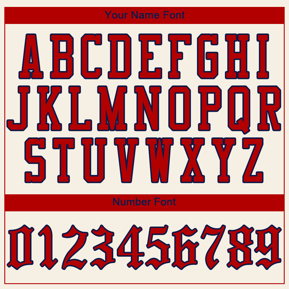 Custom Cream Red-Navy Authentic Baseball Jersey view 4