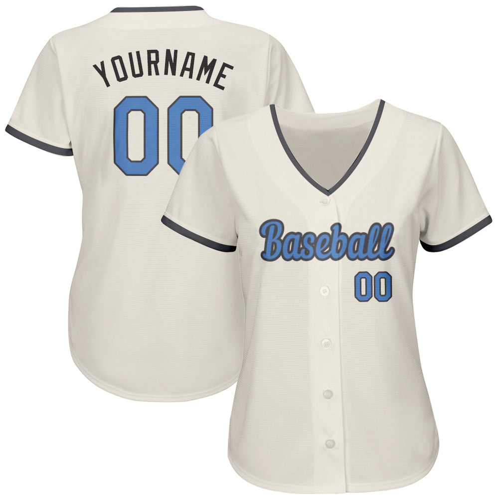 Custom Cream Light Blue-Steel Gray Authentic Father's Day Baseball Jersey view 2