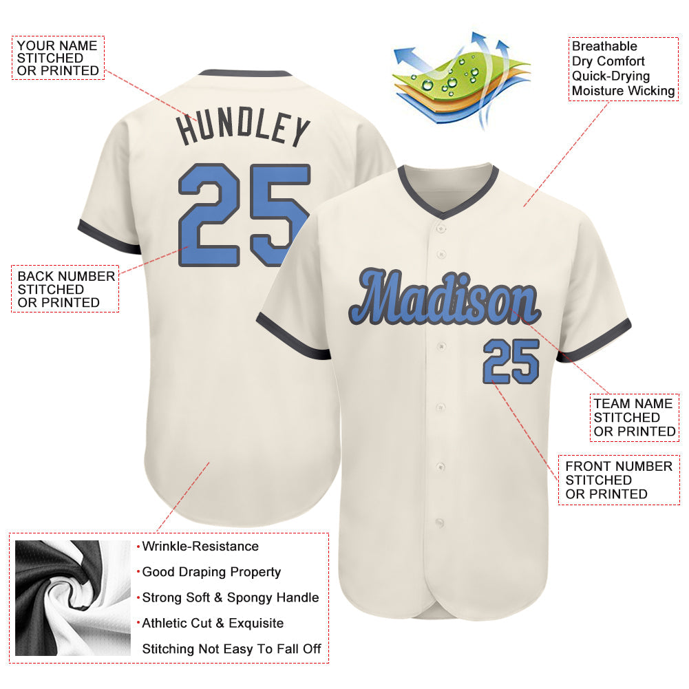 Custom Cream Light Blue-Steel Gray Authentic Father's Day Baseball Jersey view 3