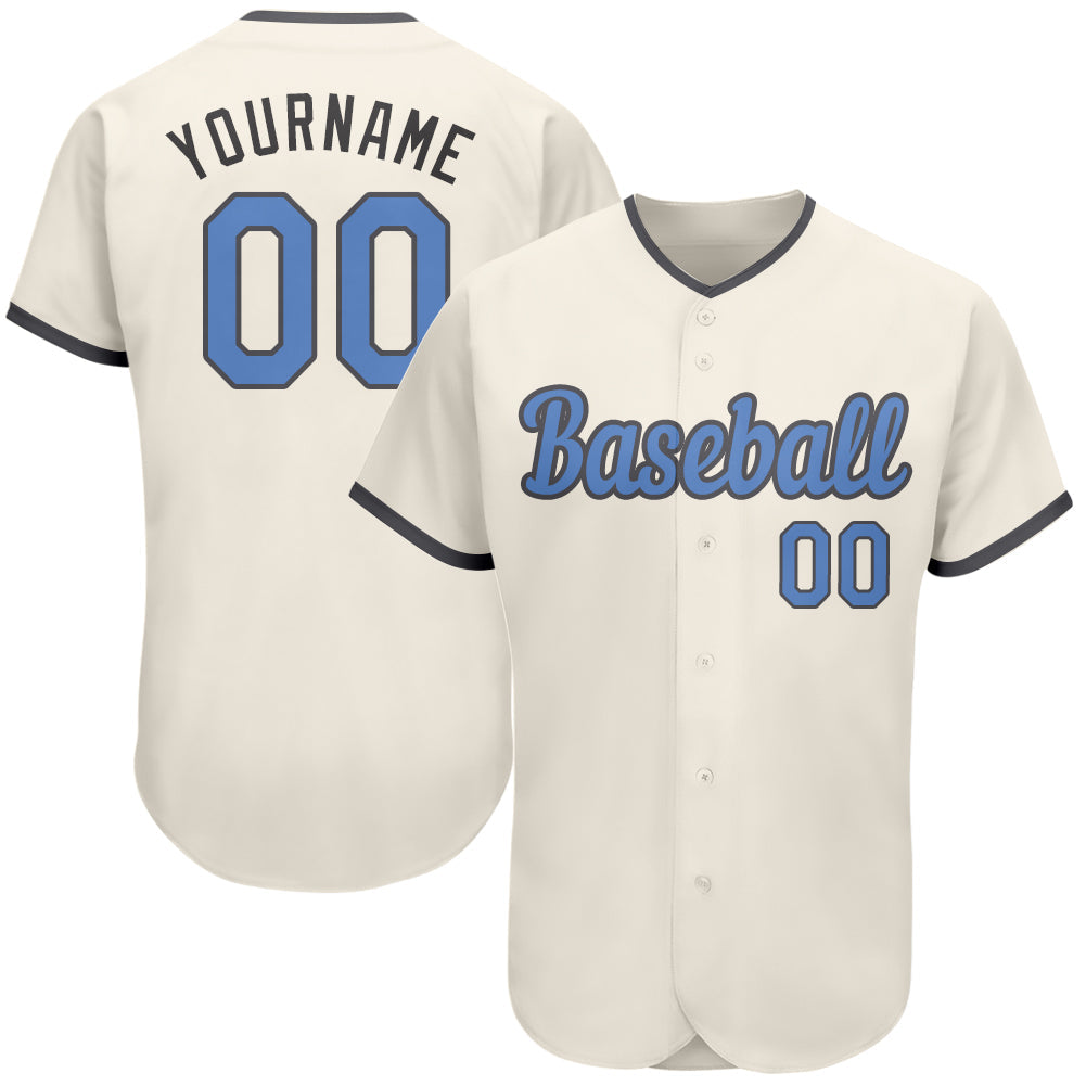 Custom Cream Light Blue-Steel Gray Authentic Father's Day Baseball Jersey - Main View