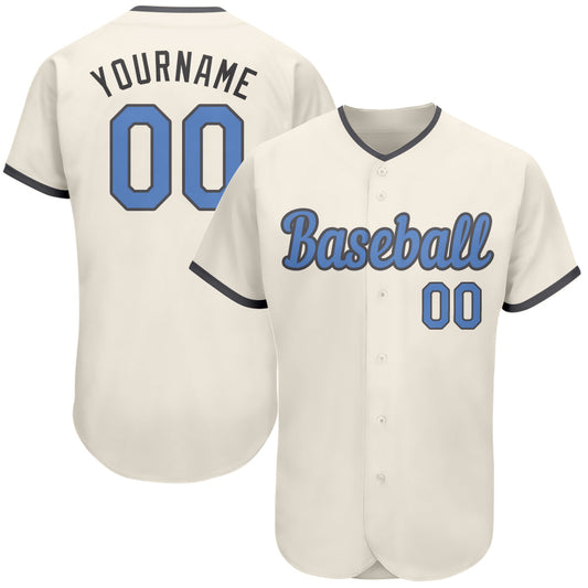 Custom Cream Light Blue-Steel Gray Authentic Father's Day Baseball Jersey - Main View