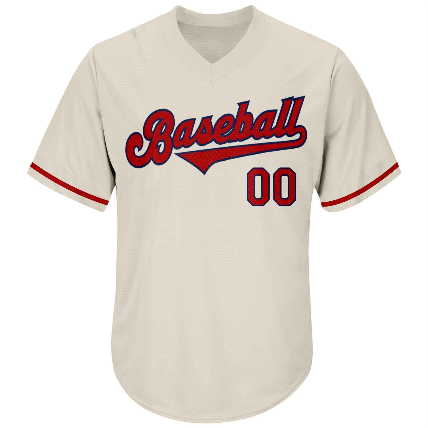 Custom Cream Red-Navy Authentic Throwback Rib-Knit Baseball Jersey Shirt view 2