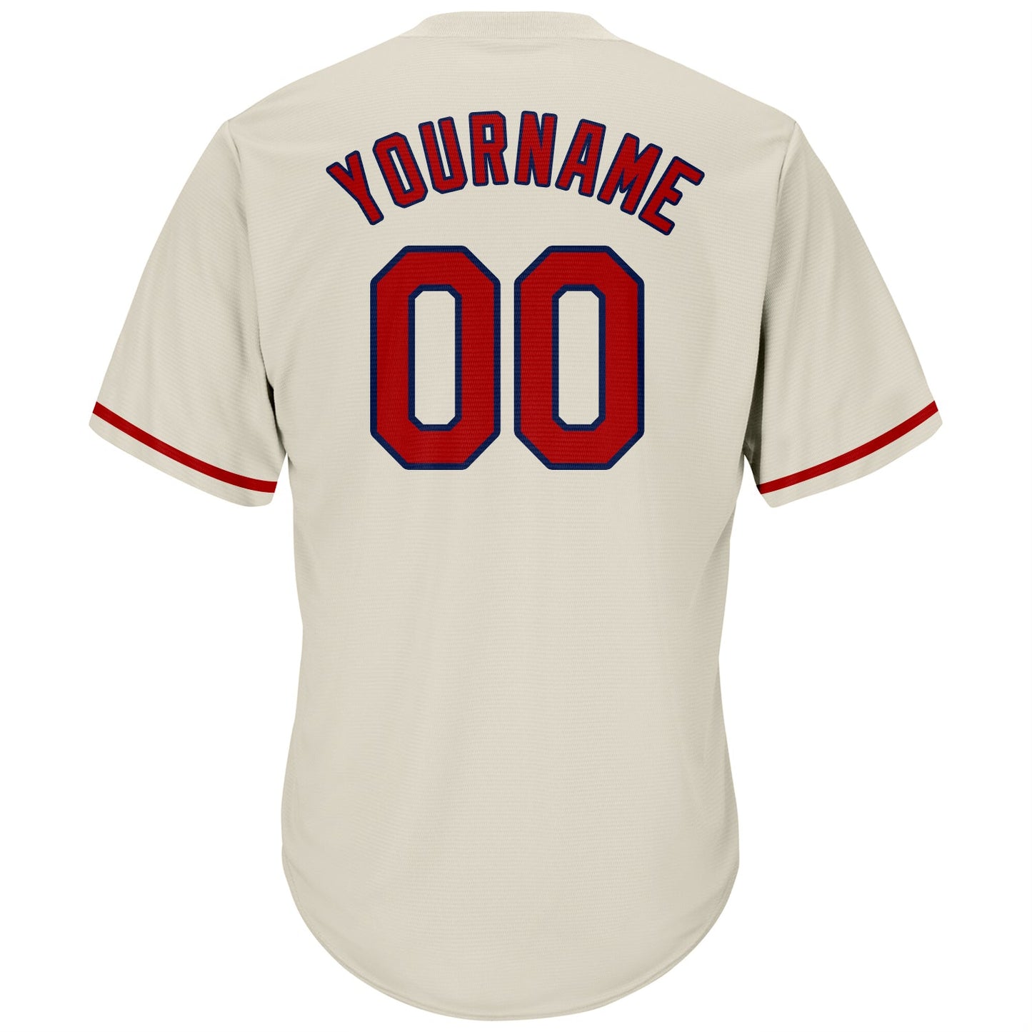 Custom Cream Red-Navy Authentic Throwback Rib-Knit Baseball Jersey Shirt view 3