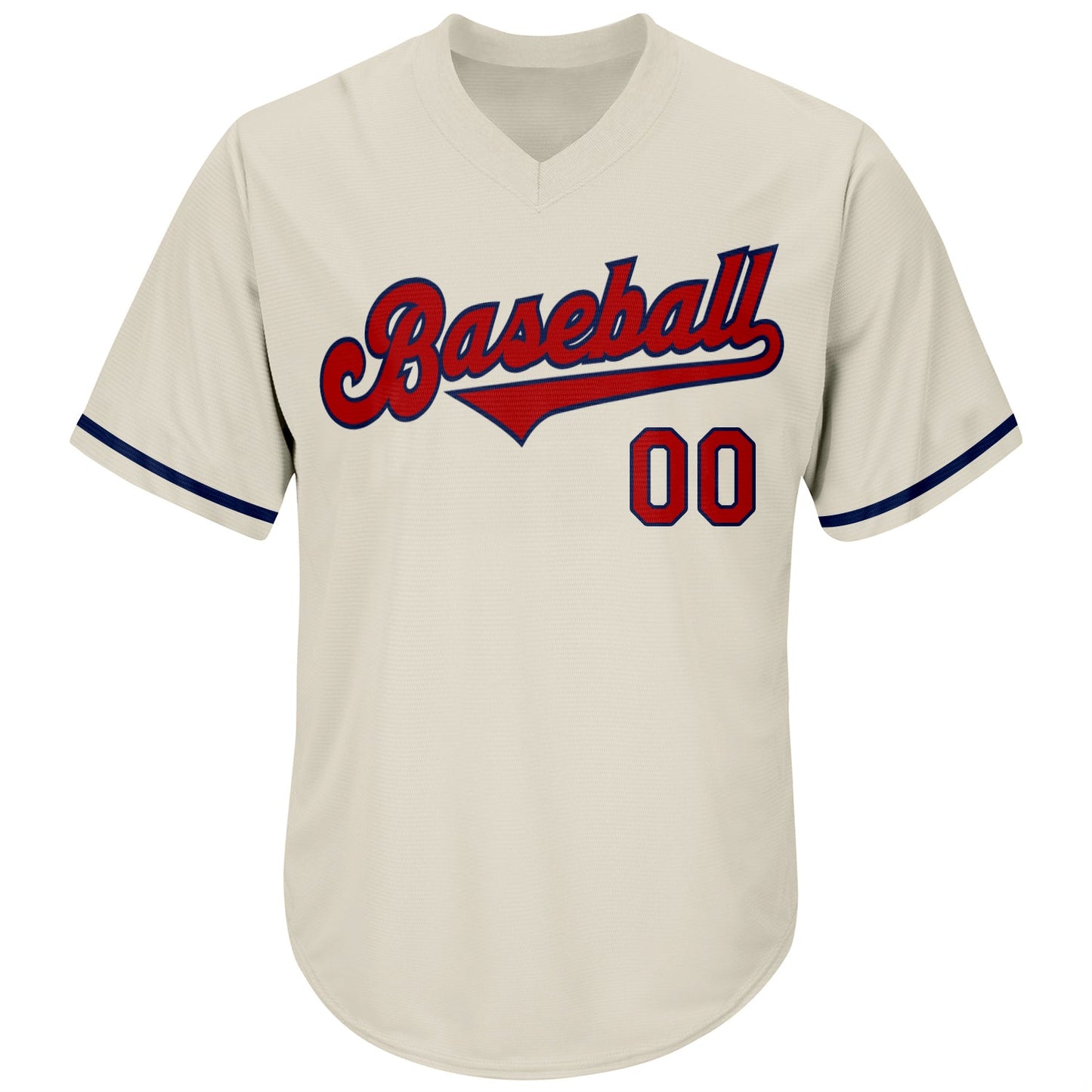 Custom Cream Red-Navy Authentic Throwback Rib-Knit Baseball Jersey Shirt view 2