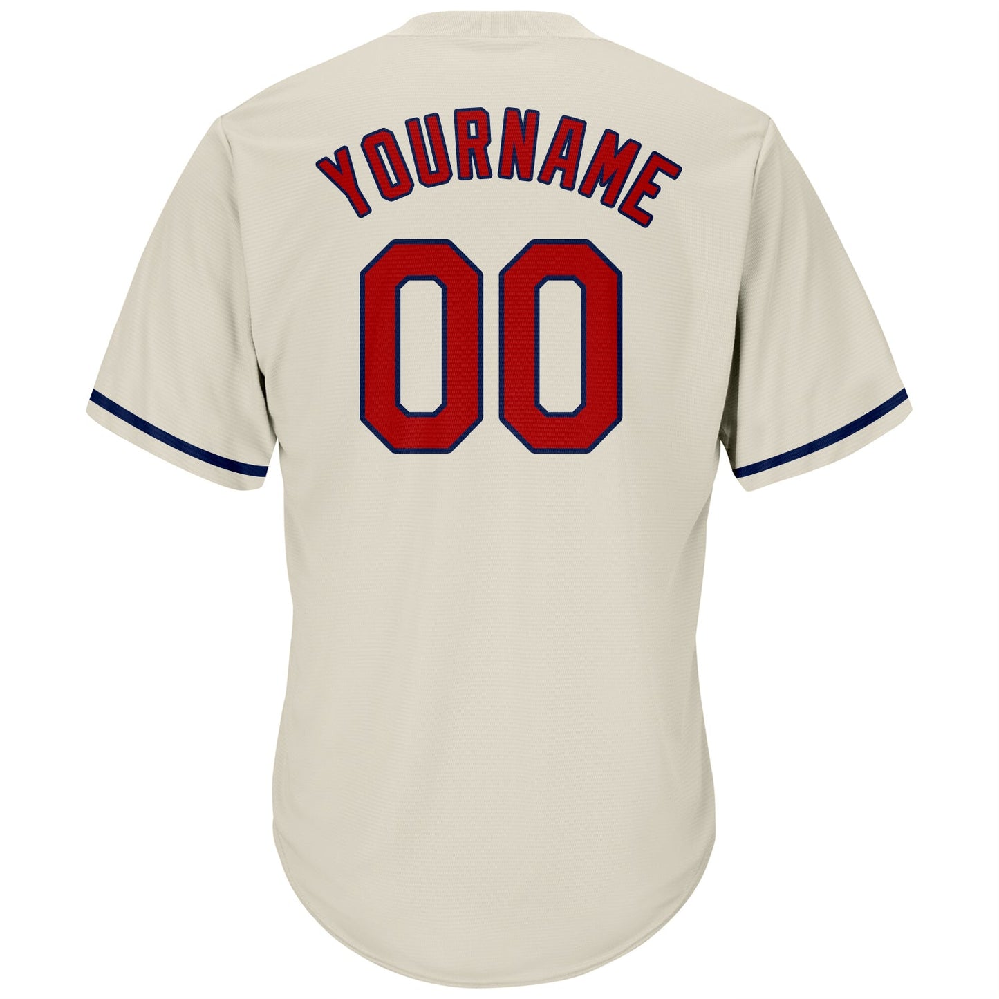 Custom Cream Red-Navy Authentic Throwback Rib-Knit Baseball Jersey Shirt view 3
