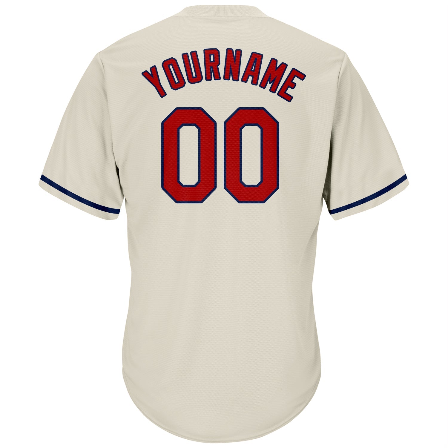 Custom Cream Red-Navy Authentic Throwback Rib-Knit Baseball Jersey Shirt view 3