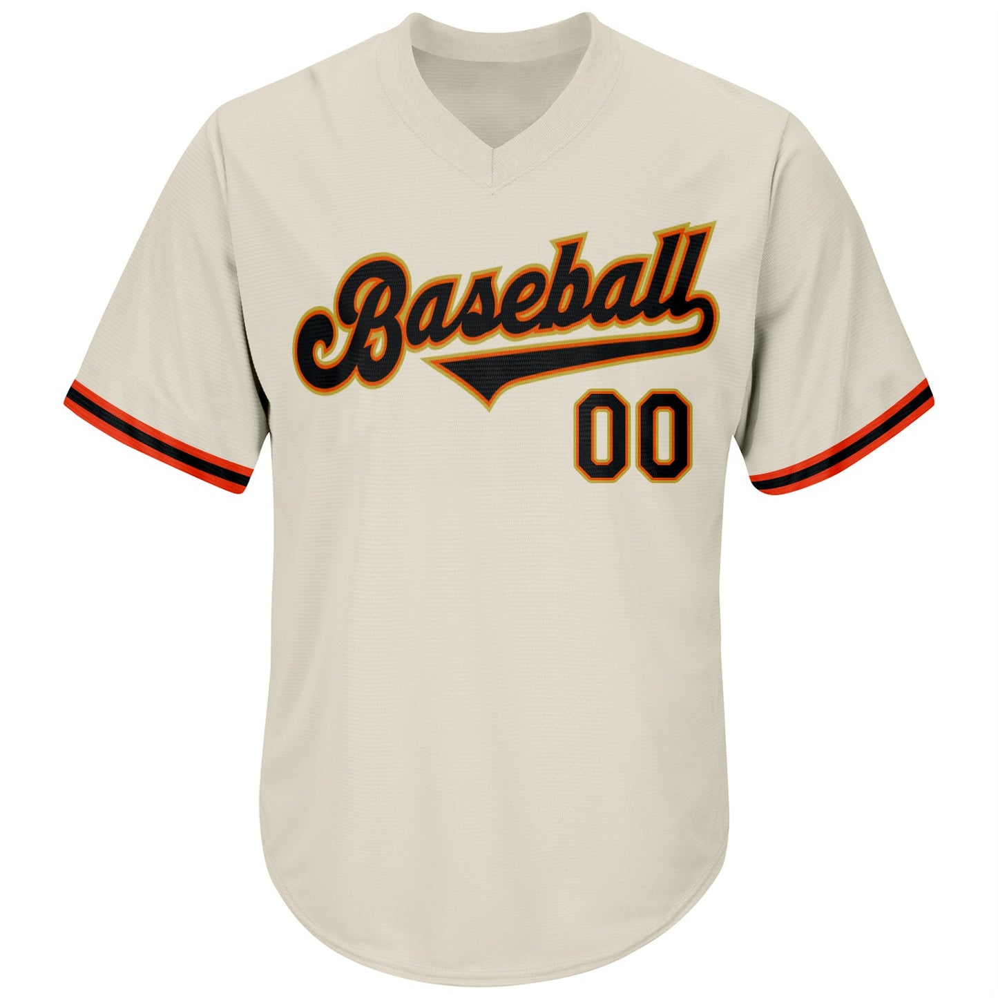 Custom Cream Black-Orange Authentic Throwback Rib-Knit Baseball Jersey Shirt view 2