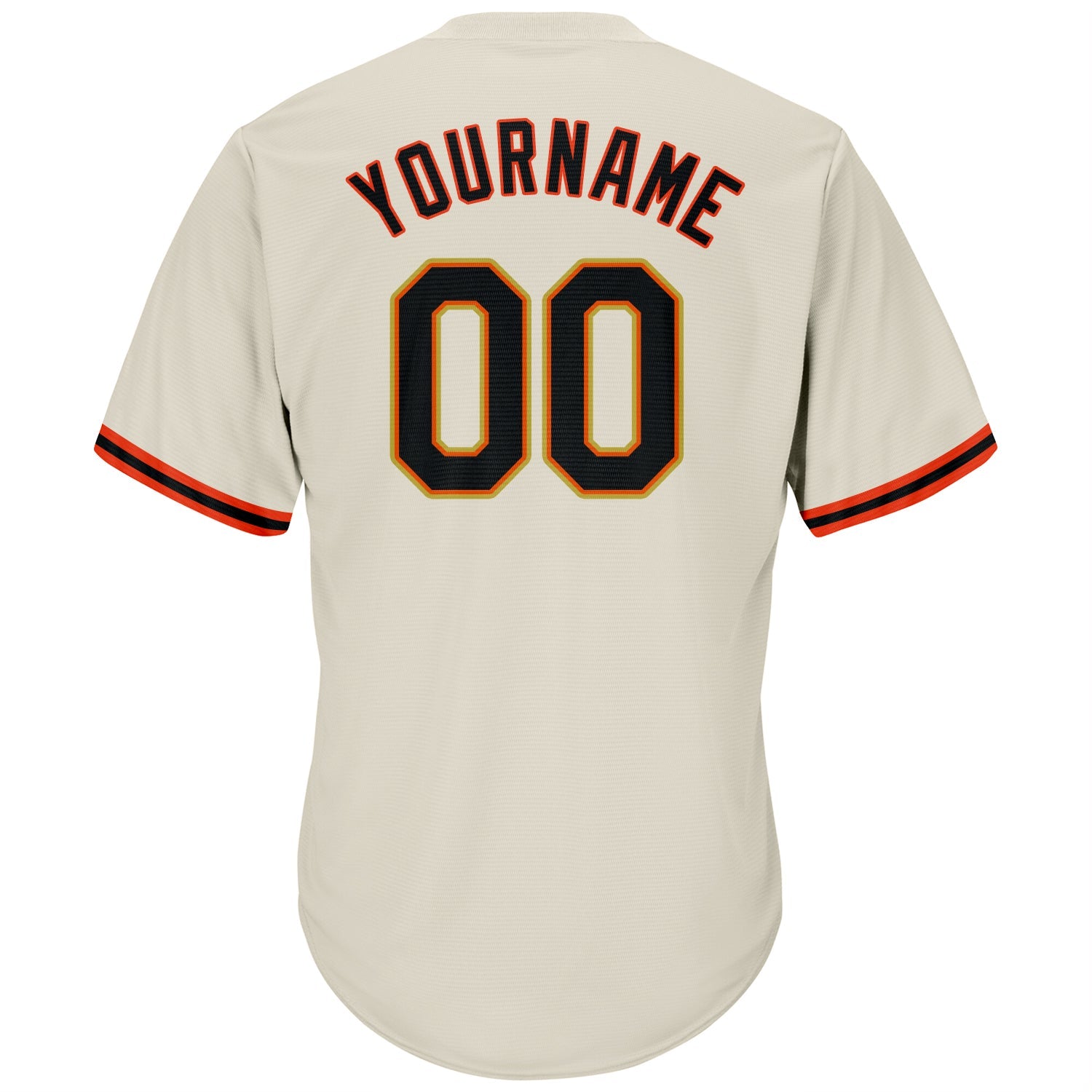Custom Cream Black-Orange Authentic Throwback Rib-Knit Baseball Jersey Shirt view 3