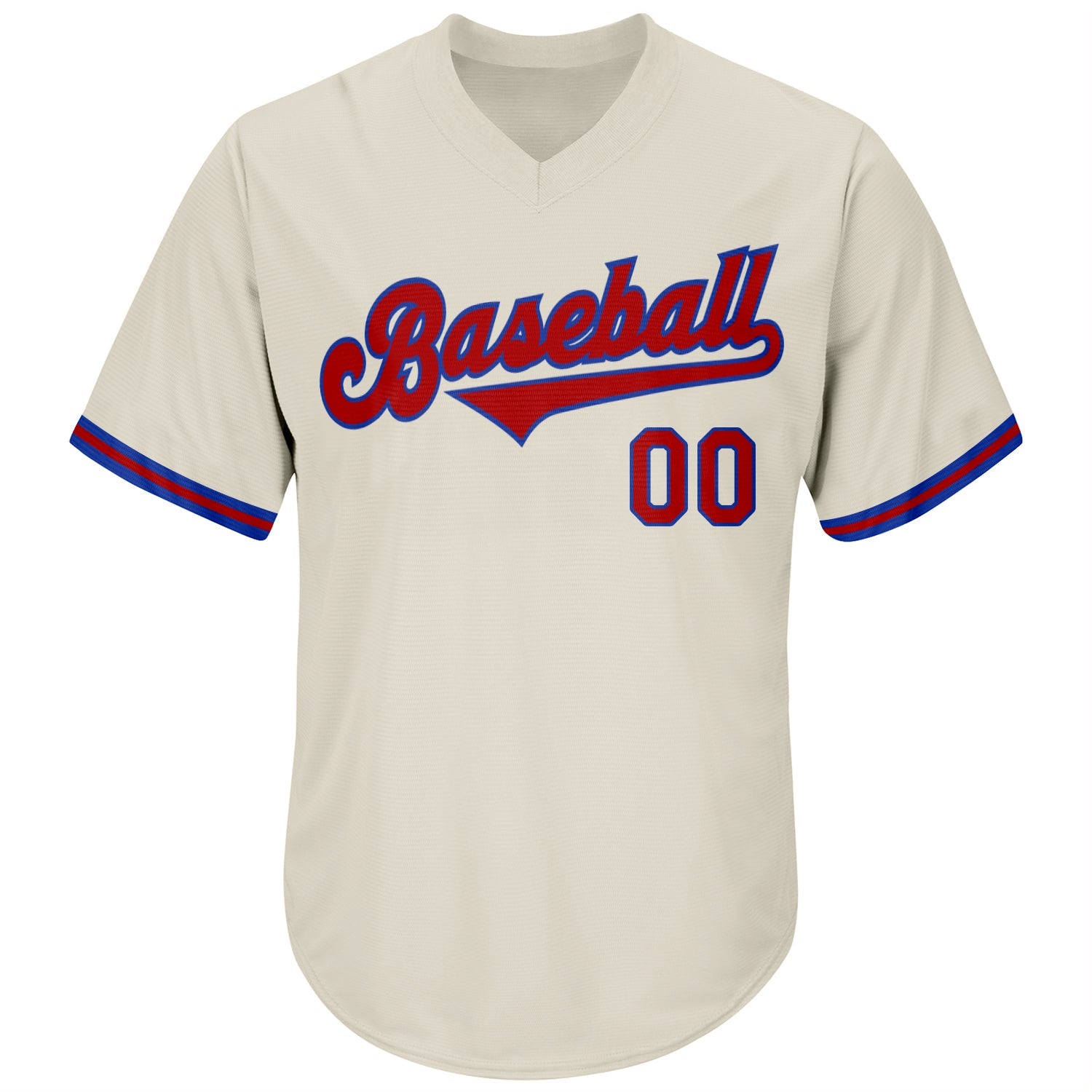 Custom Cream Red-Royal Authentic Throwback Rib-Knit Baseball Jersey Shirt view 2