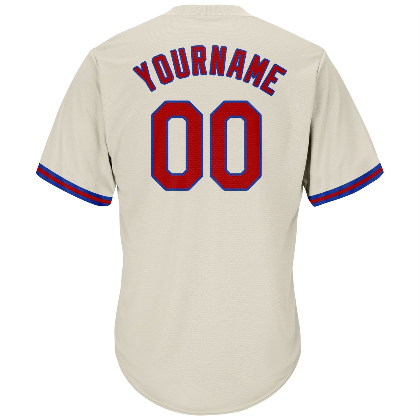 Custom Cream Red-Royal Authentic Throwback Rib-Knit Baseball Jersey Shirt view 3