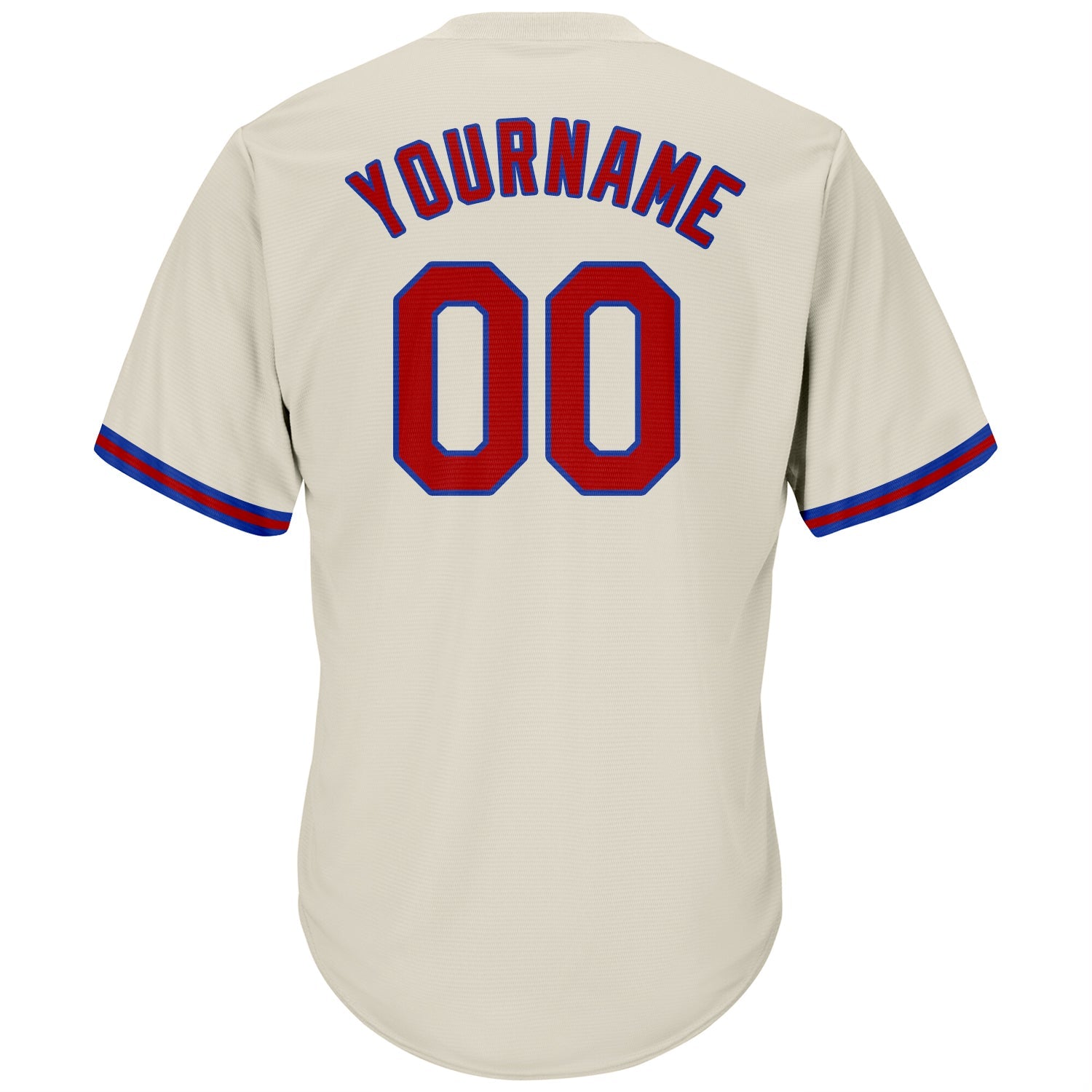 Custom Cream Red-Royal Authentic Throwback Rib-Knit Baseball Jersey Shirt view 3