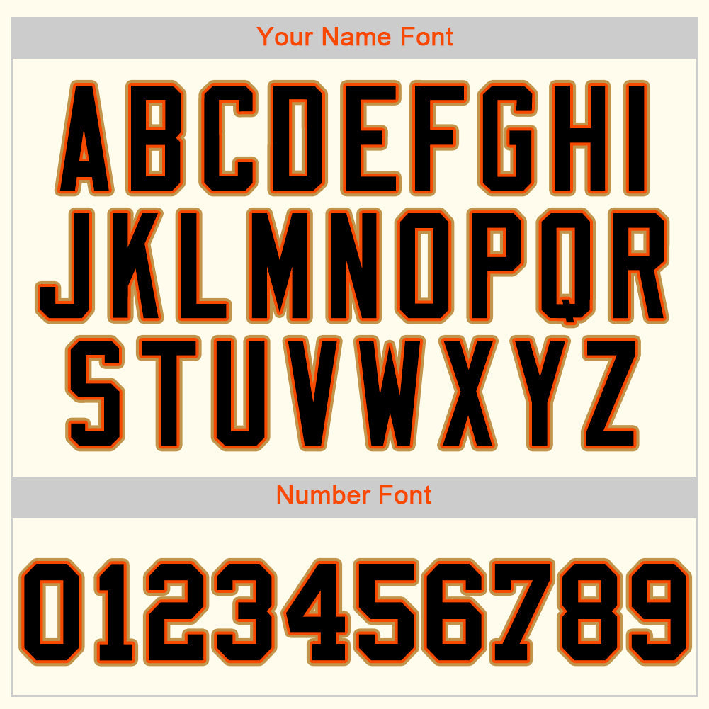 Custom Cream Black Orange-Old Gold Authentic Baseball Jersey view 4