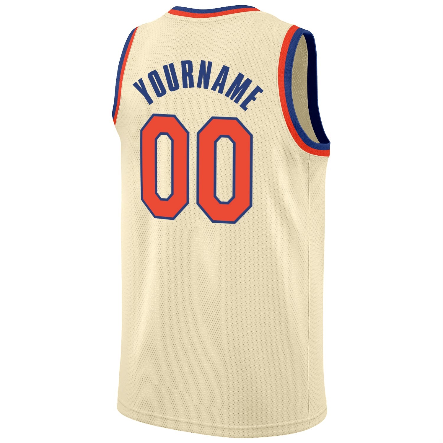 Custom Cream Orange-Royal Round Neck Rib-Knit Basketball Jersey view 7