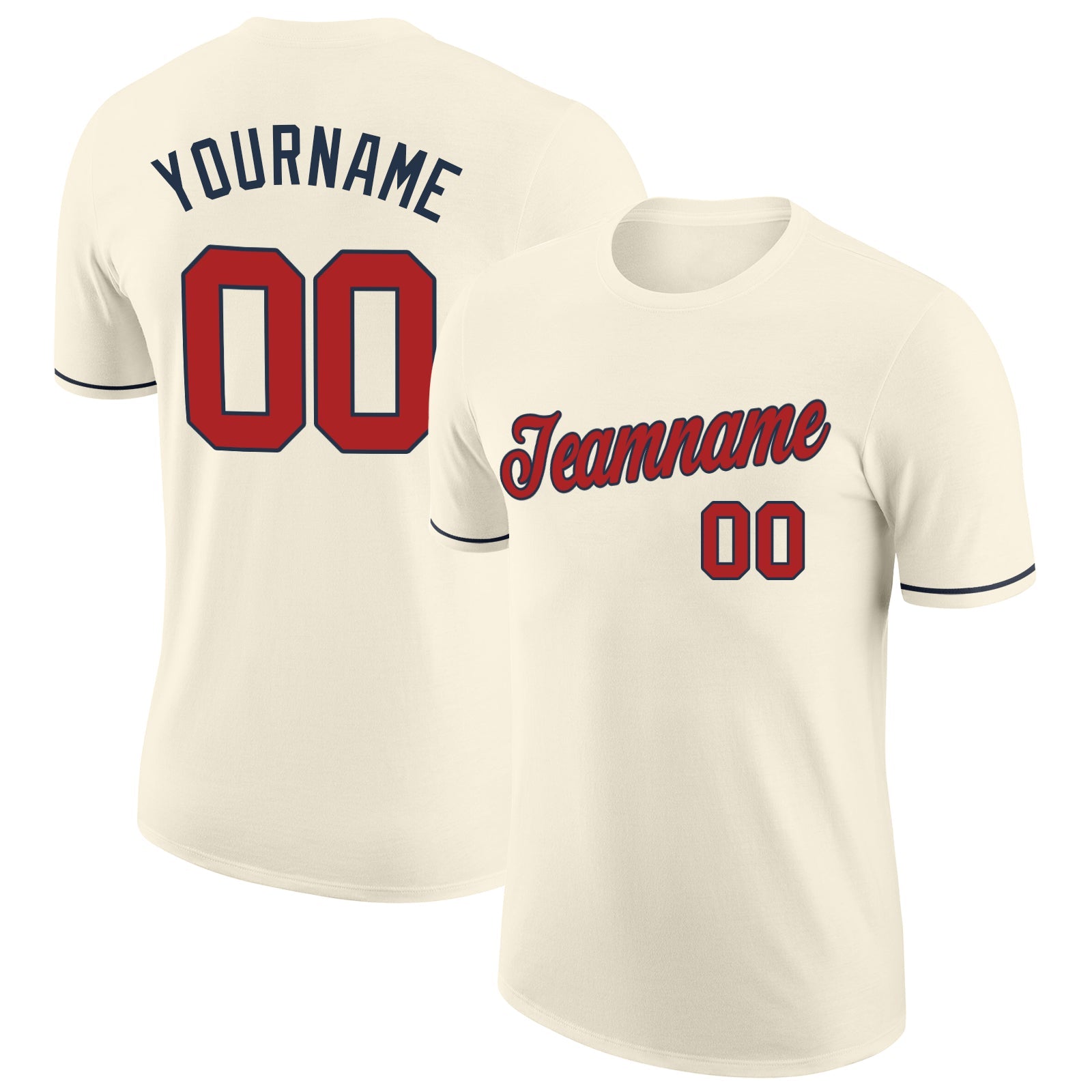 Custom Cream Red-Navy Performance T-Shirt - Main View