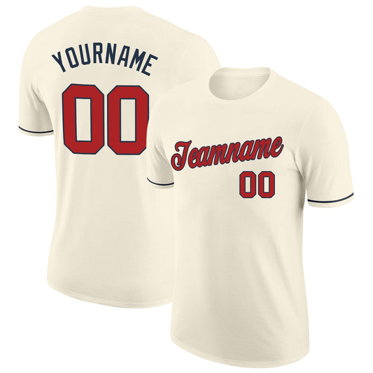 Custom Cream Red-Navy Performance T-Shirt - Main View