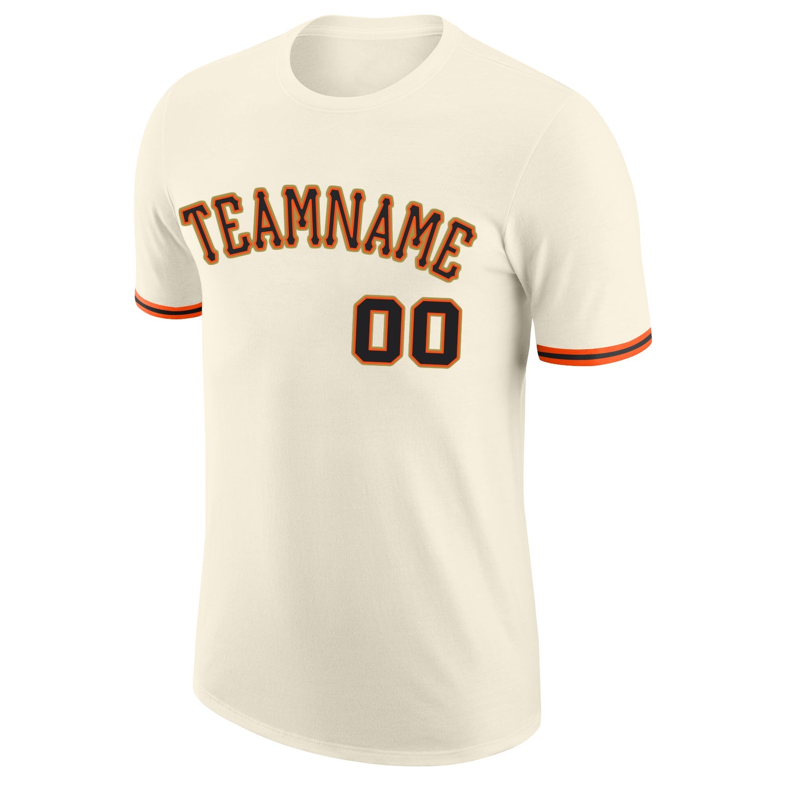 Custom Cream Black-Orange Performance T-Shirt view 5
