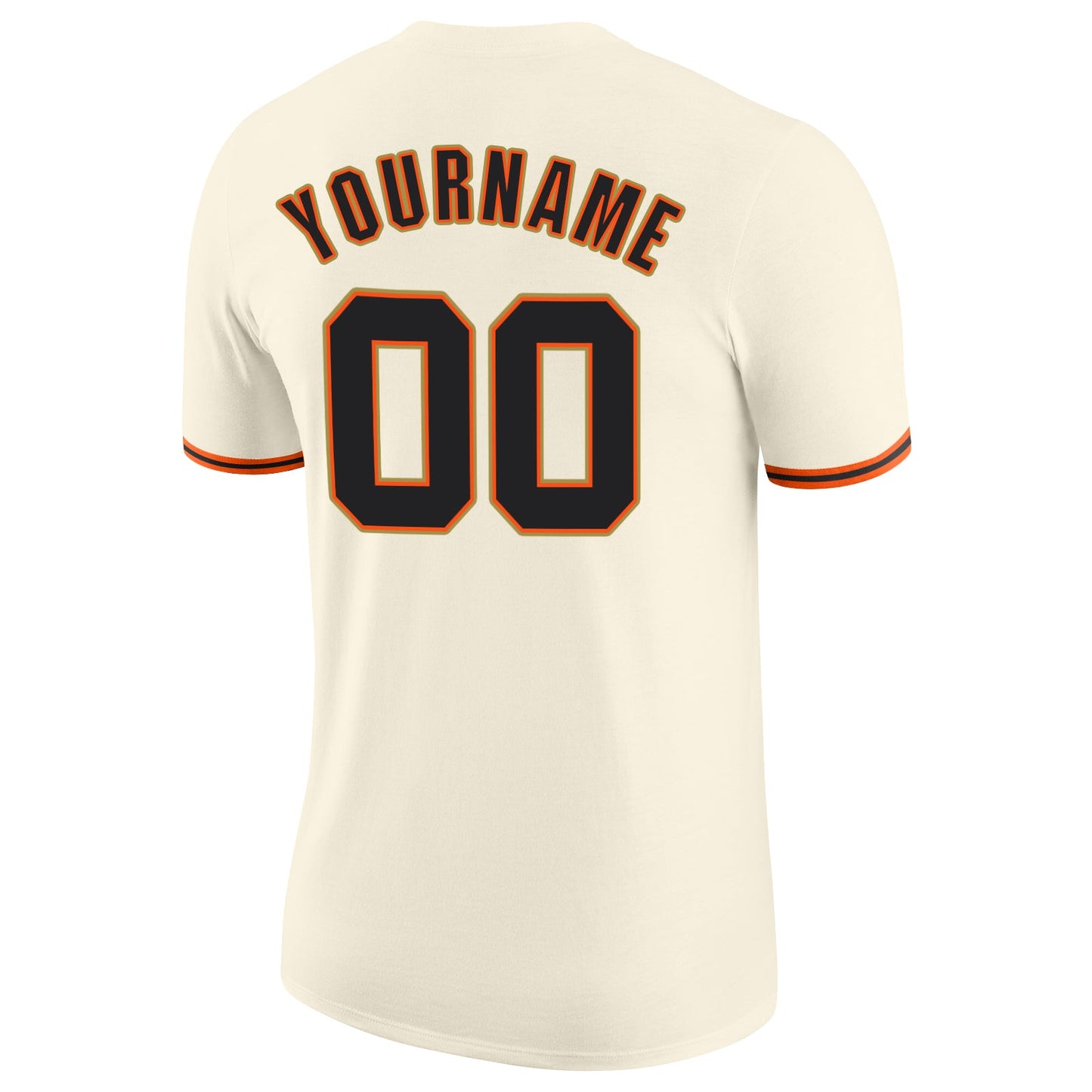 Custom Cream Black-Orange Performance T-Shirt view 6