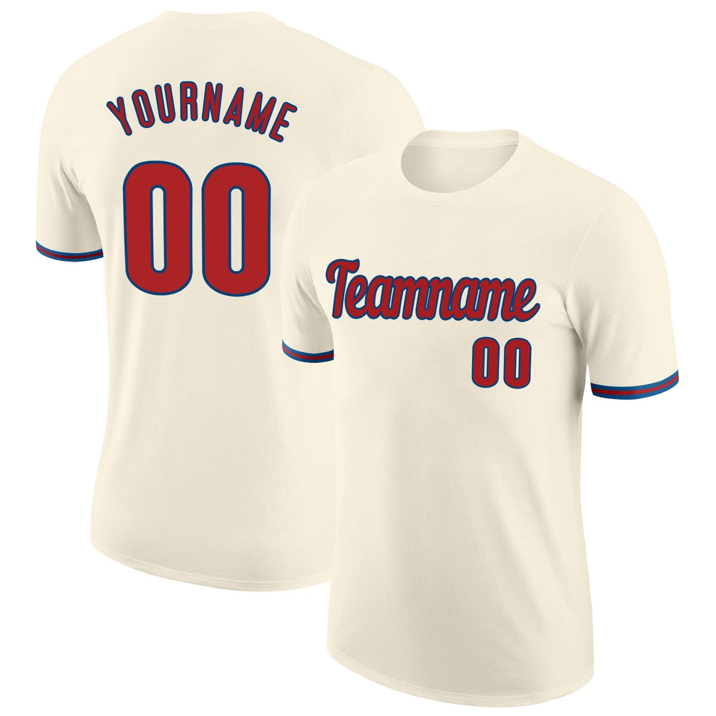 Custom Cream Red-Royal Performance T-Shirt - Main View