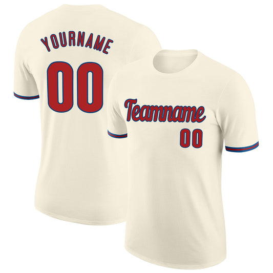 Custom Cream Red-Royal Performance T-Shirt - Main View