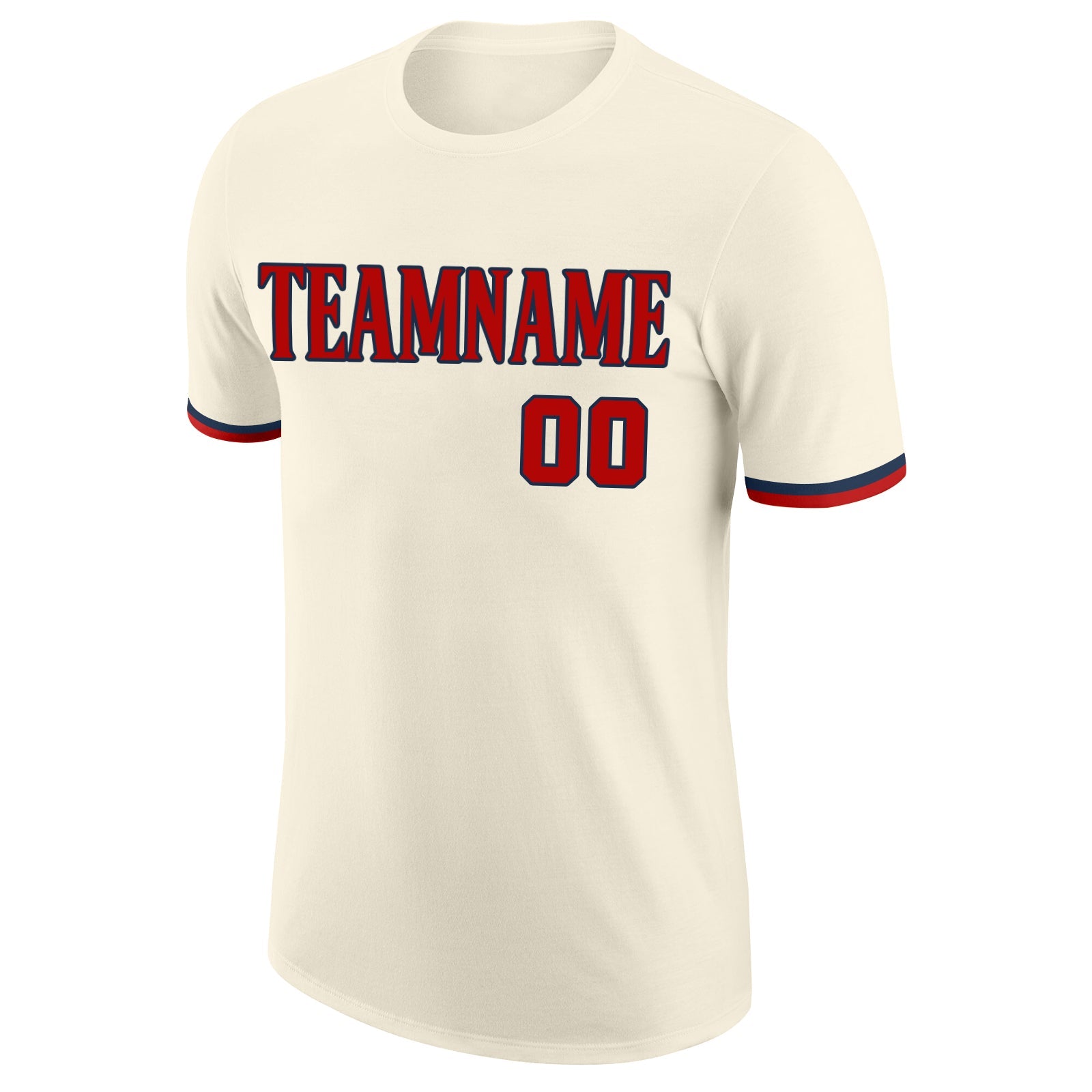 Custom Cream Red-Navy Performance T-Shirt view 5