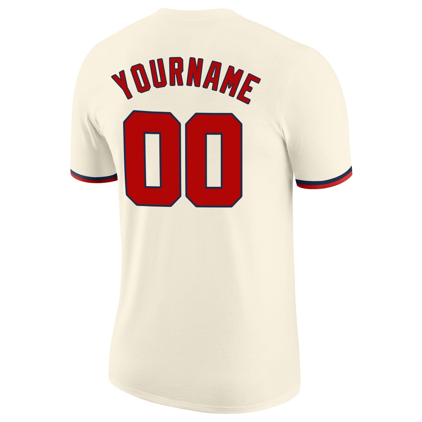 Custom Cream Red-Navy Performance T-Shirt view 6