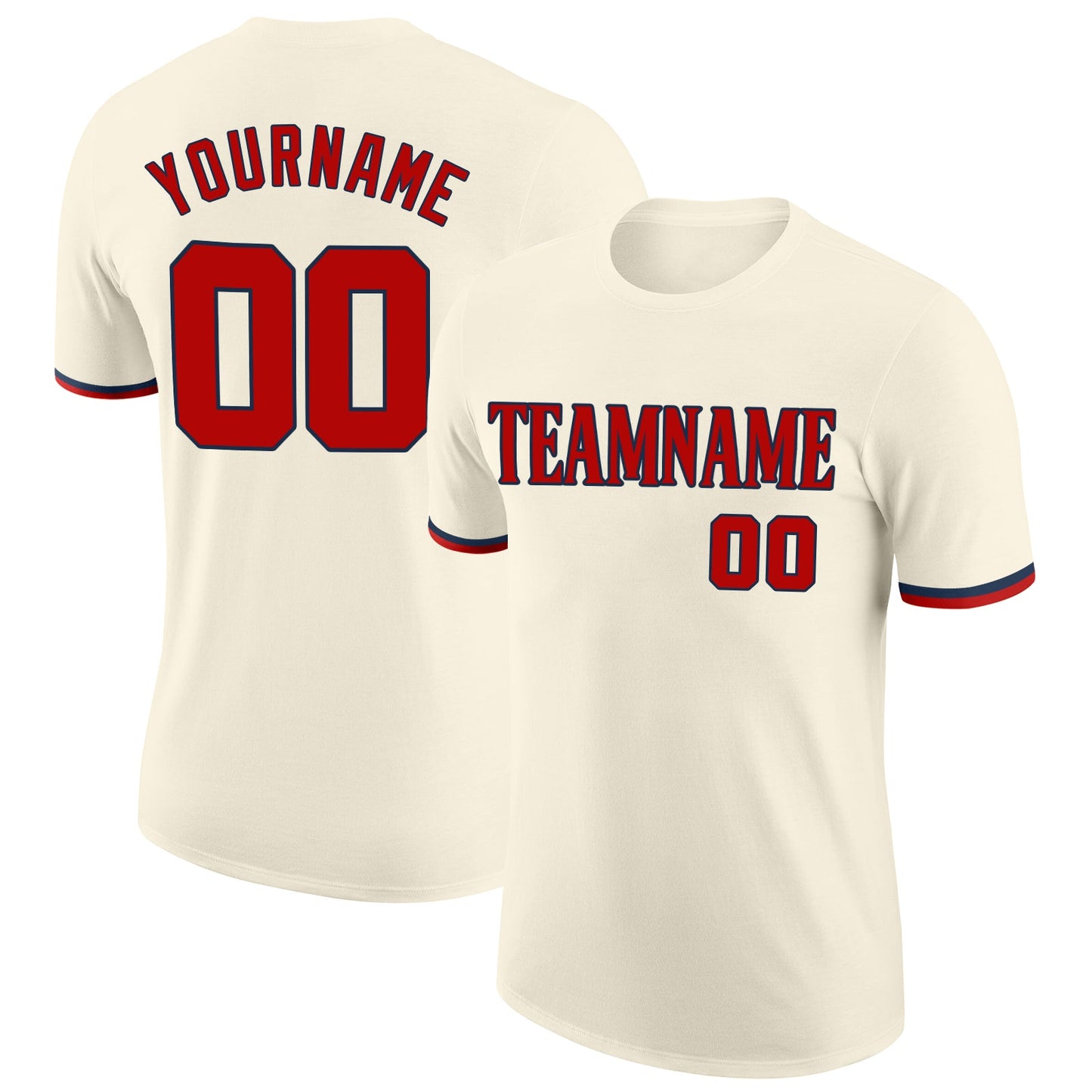 Custom Cream Red-Navy Performance T-Shirt - Main View