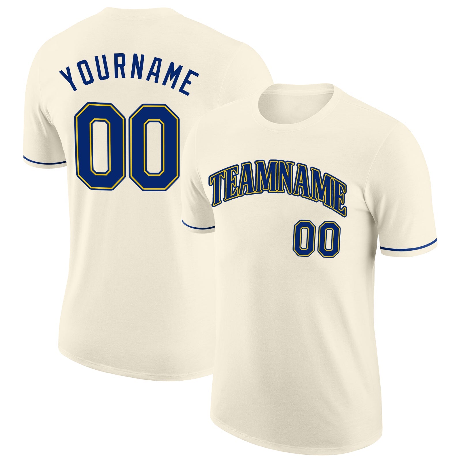Custom Cream Royal-Gold Performance T-Shirt - Main View