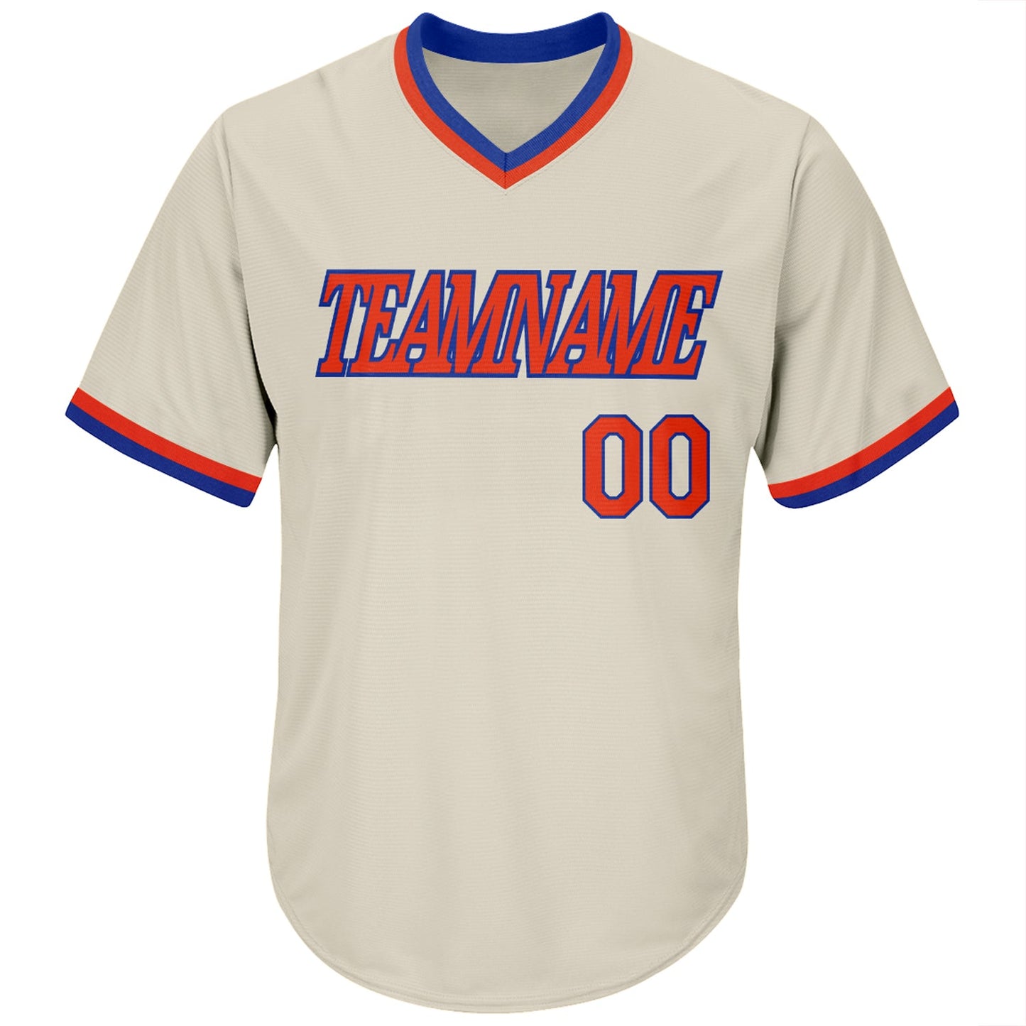 Custom Cream Orange-Royal Authentic Throwback Rib-Knit Baseball Jersey Shirt view 2