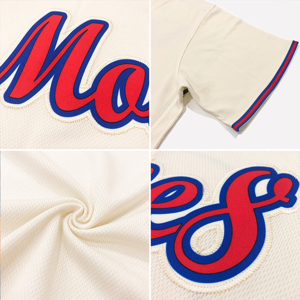 Custom Cream Navy-Gold Authentic Throwback Rib-Knit Baseball Jersey Shirt view 7