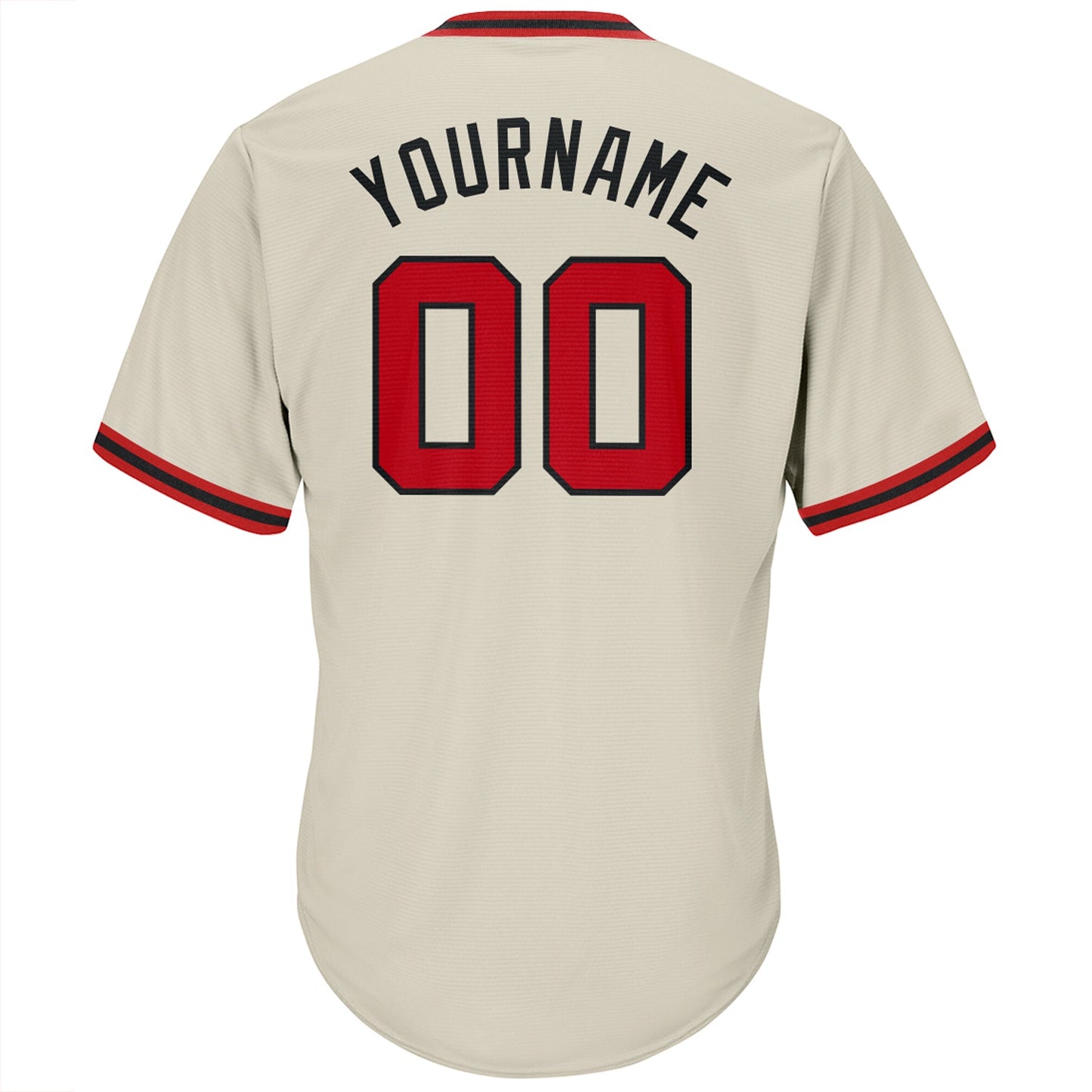 Custom Cream Red-Black Authentic Throwback Rib-Knit Baseball Jersey Shirt view 3