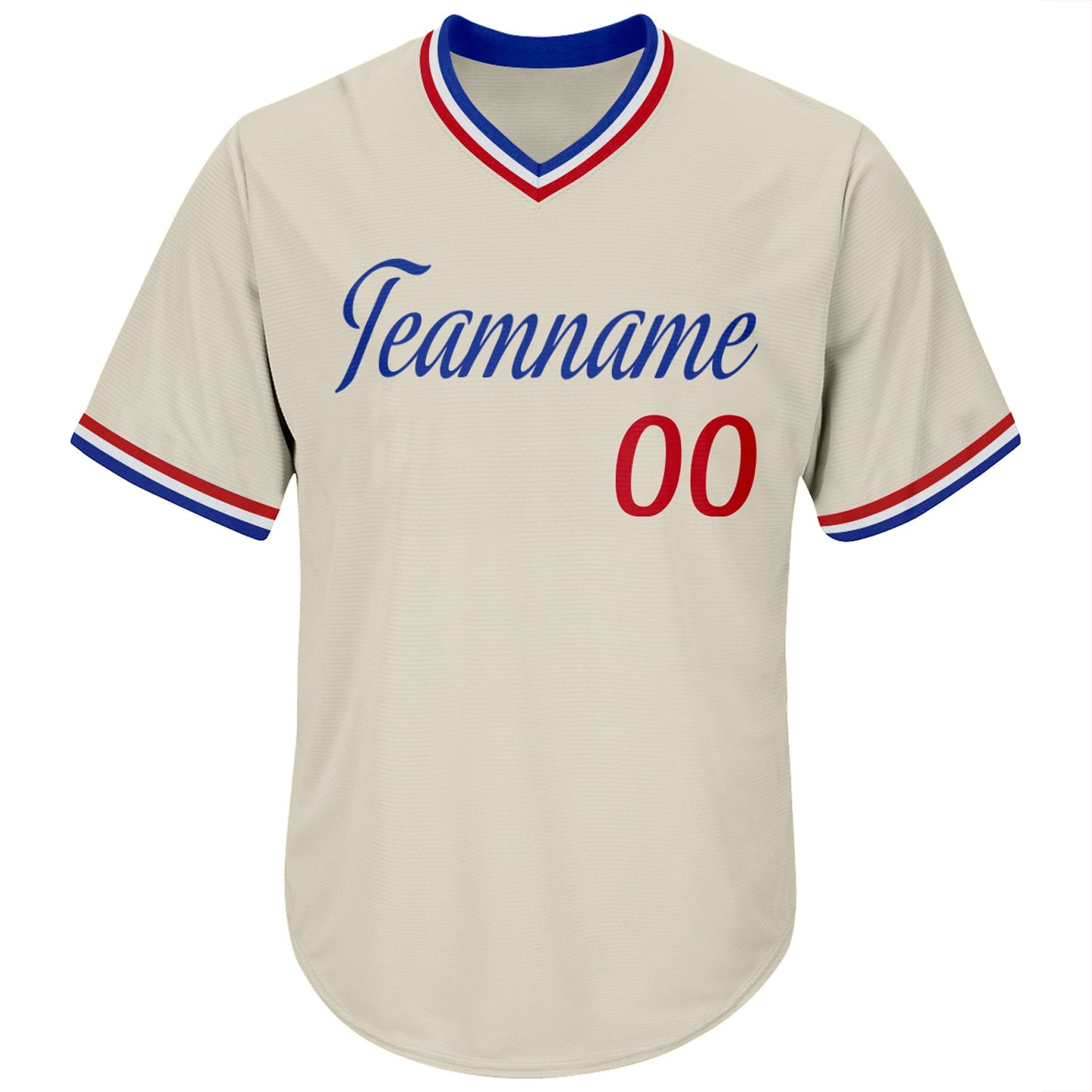 Custom Cream Red-Royal Authentic Throwback Rib-Knit Baseball Jersey Shirt view 2