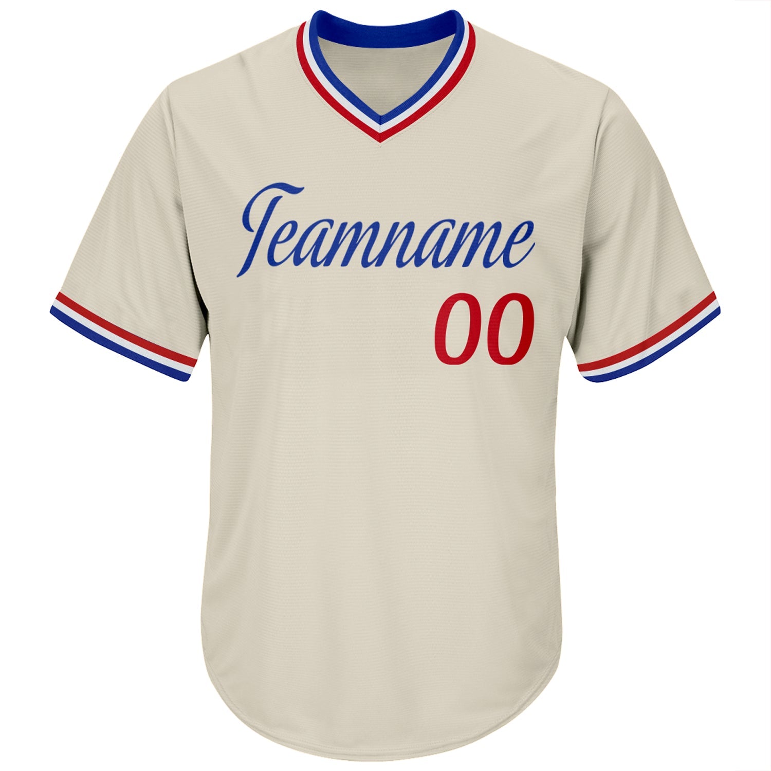 Custom Cream Red-Royal Authentic Throwback Rib-Knit Baseball Jersey Shirt view 2
