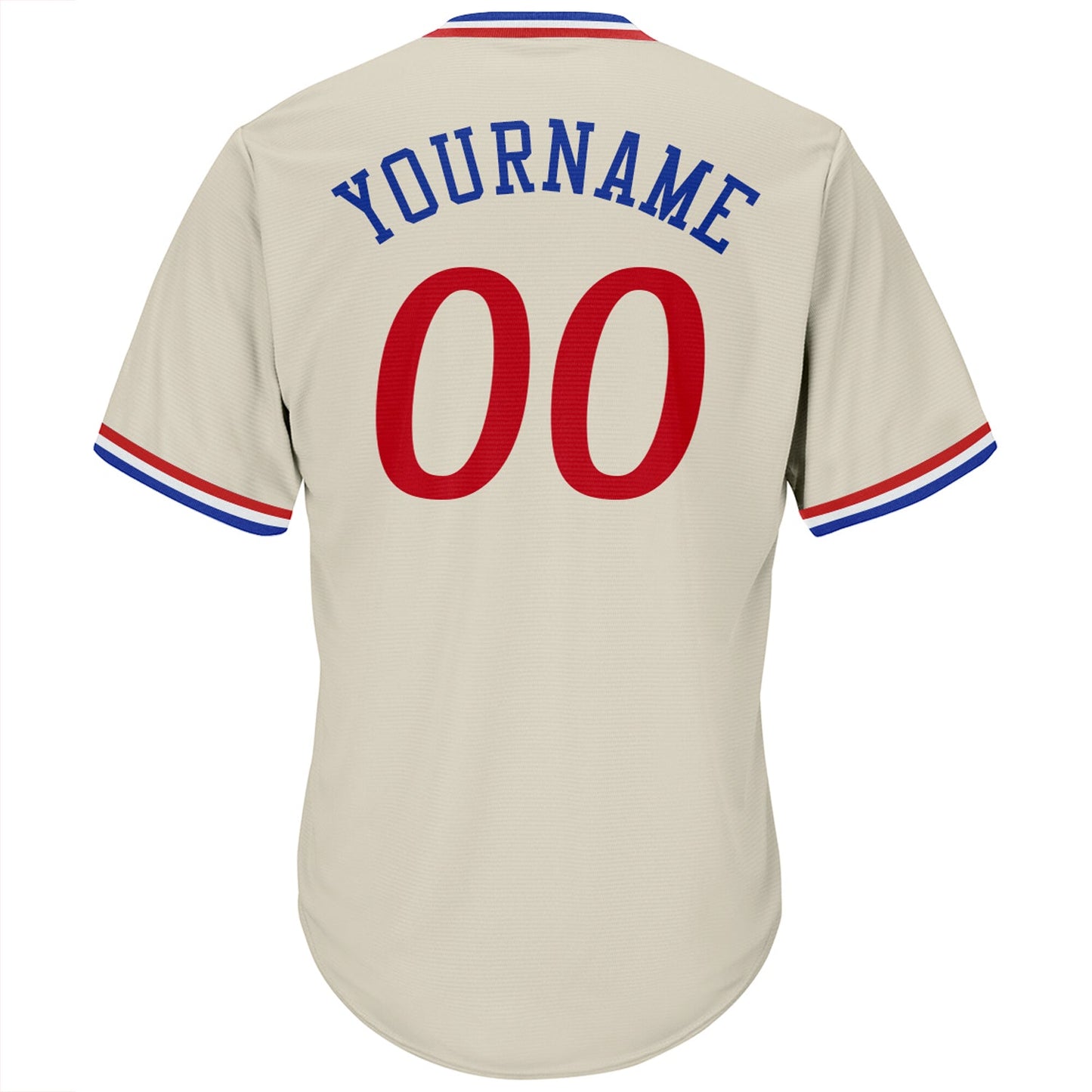 Custom Cream Red-Royal Authentic Throwback Rib-Knit Baseball Jersey Shirt view 3