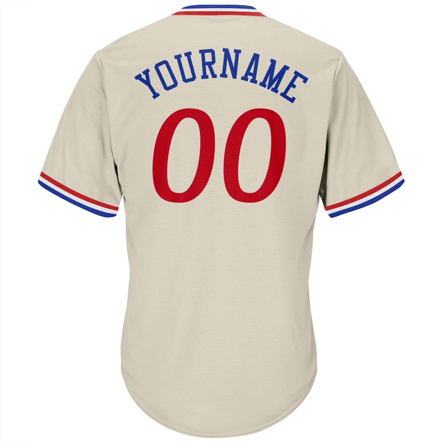 Custom Cream Red-Royal Authentic Throwback Rib-Knit Baseball Jersey Shirt view 3