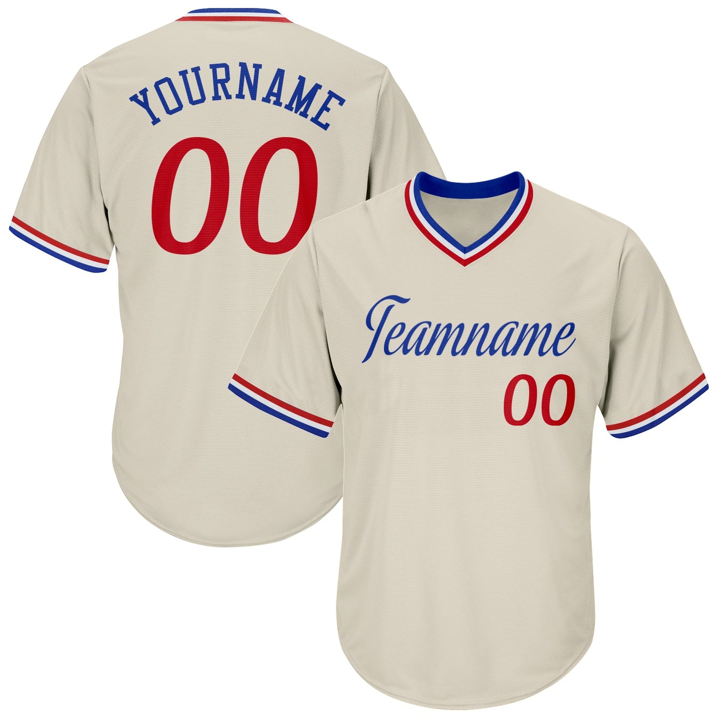 Custom Cream Red-Royal Authentic Throwback Rib-Knit Baseball Jersey Shirt - Main View