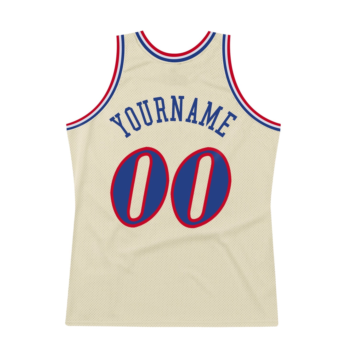Custom Cream Royal-Red Authentic Throwback Basketball Jersey view 6