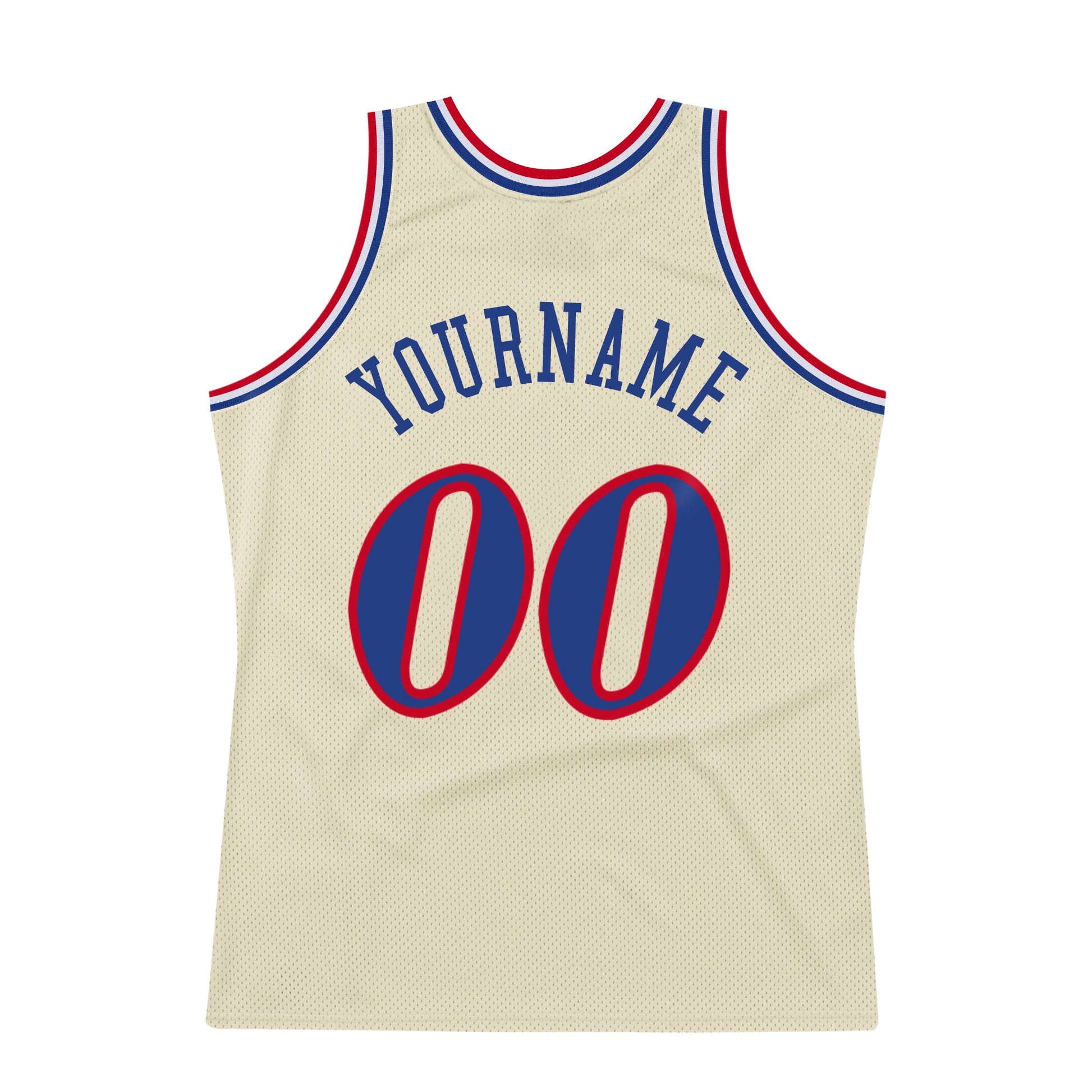 Custom Cream Royal-Red Authentic Throwback Basketball Jersey view 6