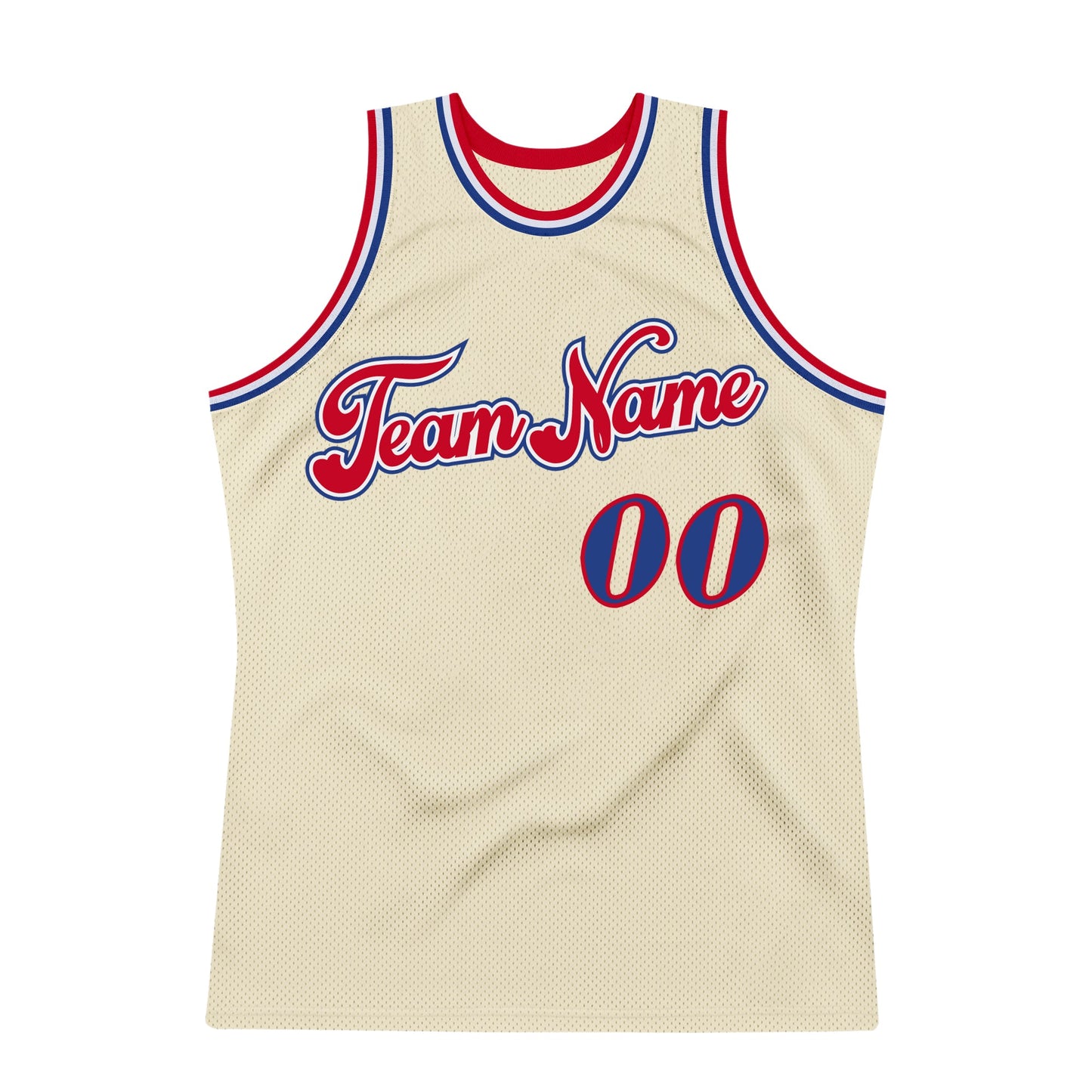 Custom Cream Royal-Red Authentic Throwback Basketball Jersey view 7