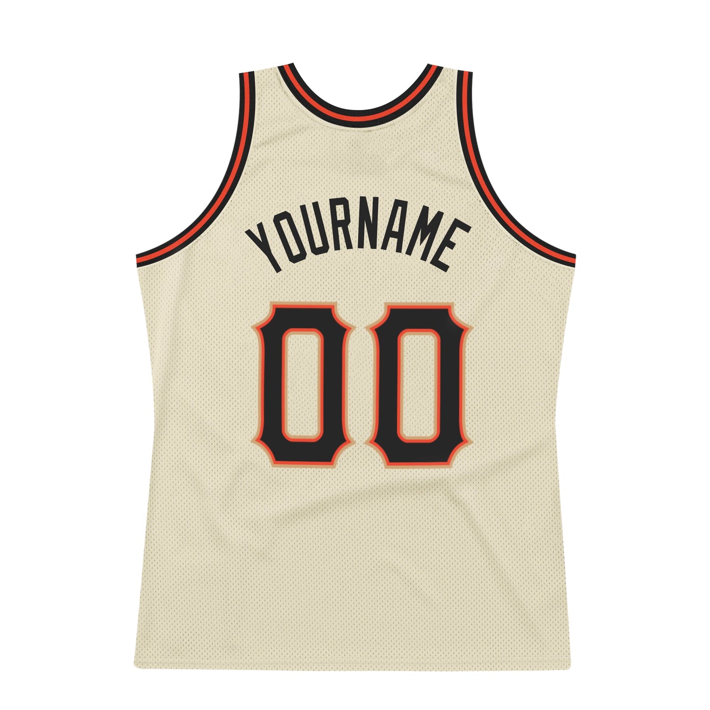 Custom Cream Black-Orange Authentic Throwback Basketball Jersey view 5
