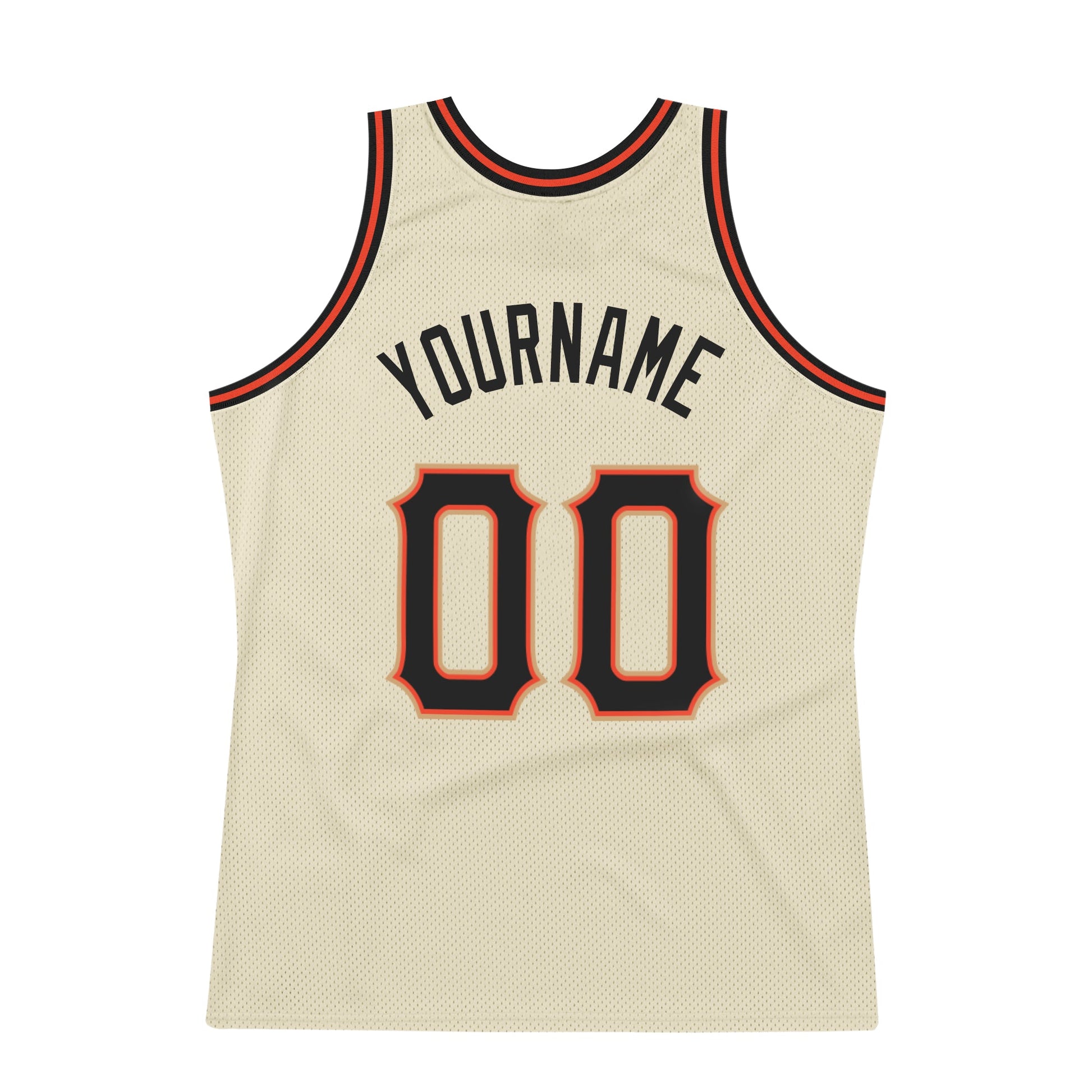 Custom Cream Black-Orange Authentic Throwback Basketball Jersey view 5