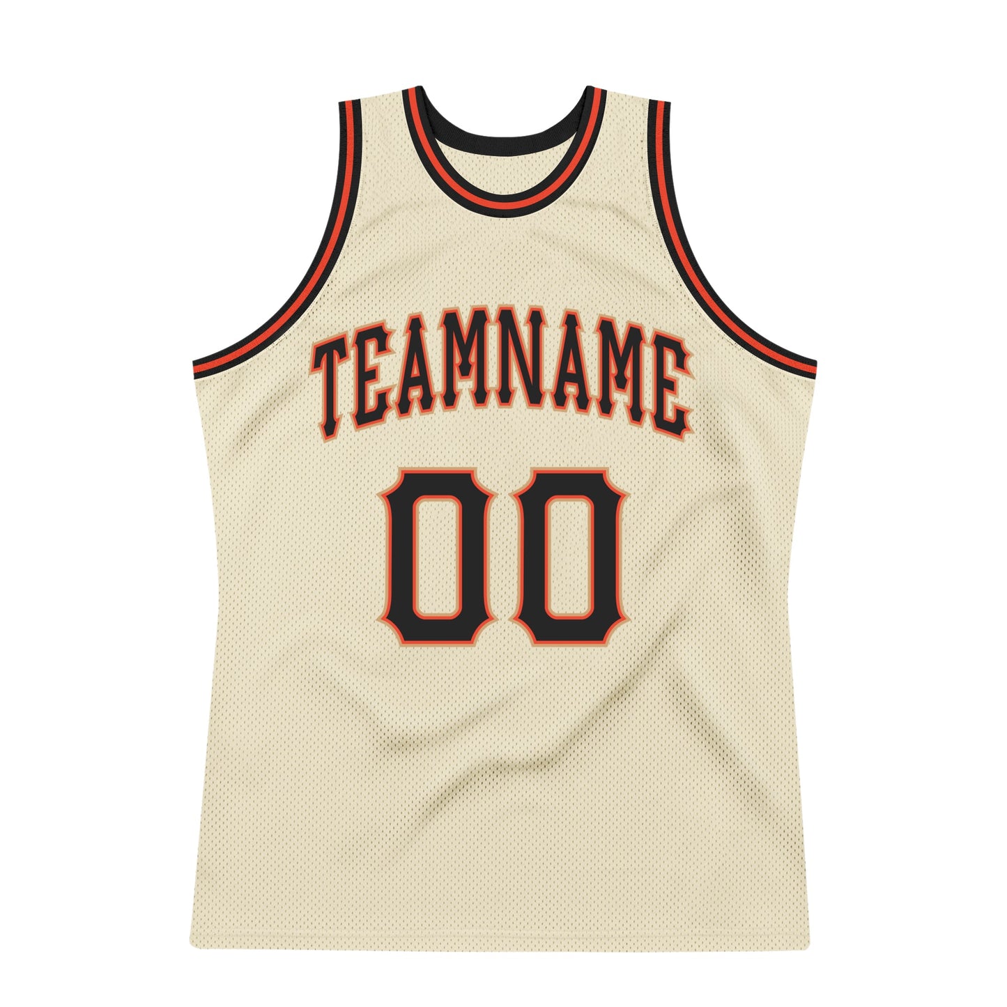 Custom Cream Black-Orange Authentic Throwback Basketball Jersey view 6