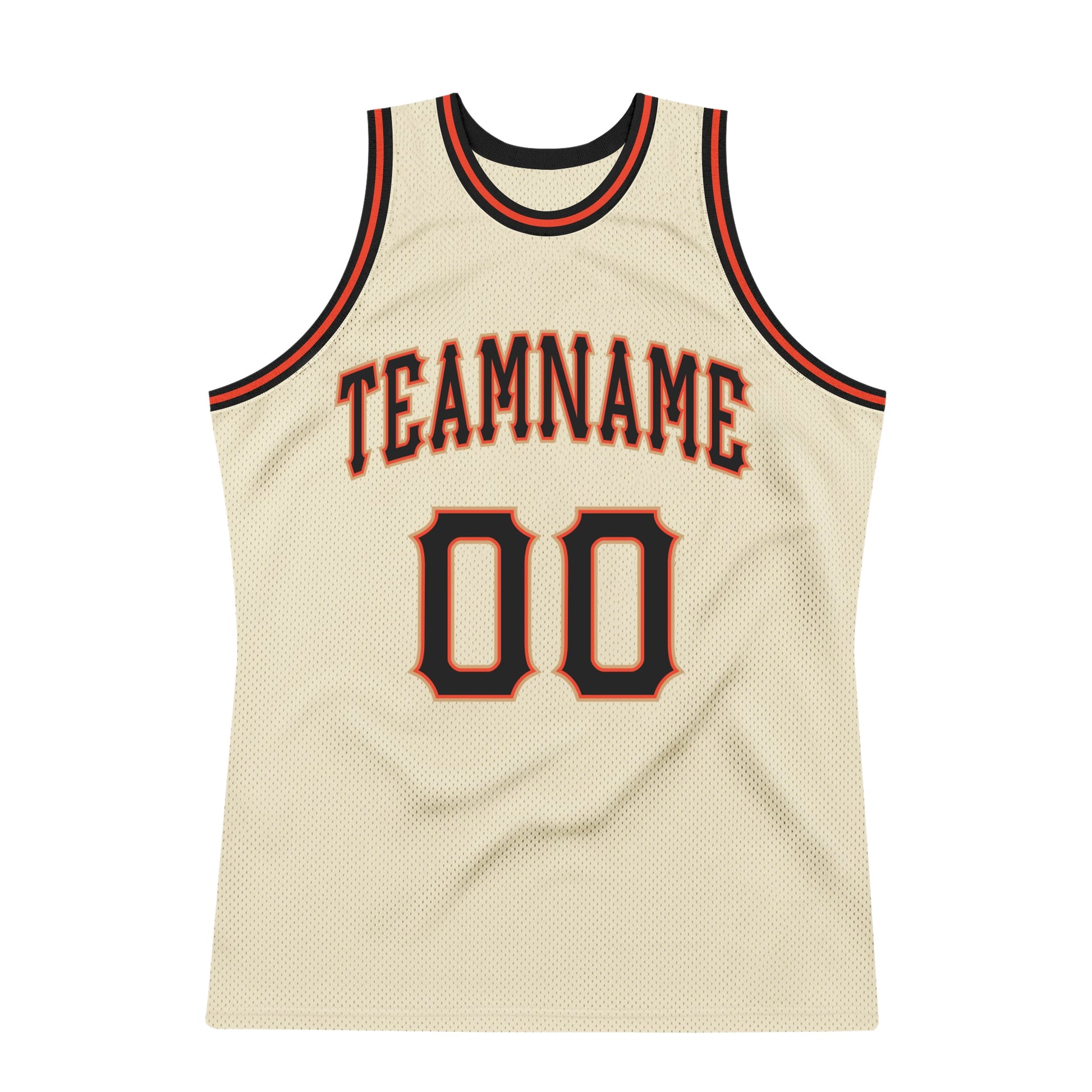 Custom Cream Black-Orange Authentic Throwback Basketball Jersey view 6
