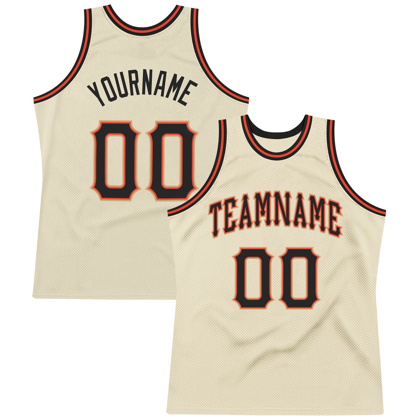 Custom Cream Black-Orange Authentic Throwback Basketball Jersey - Main View