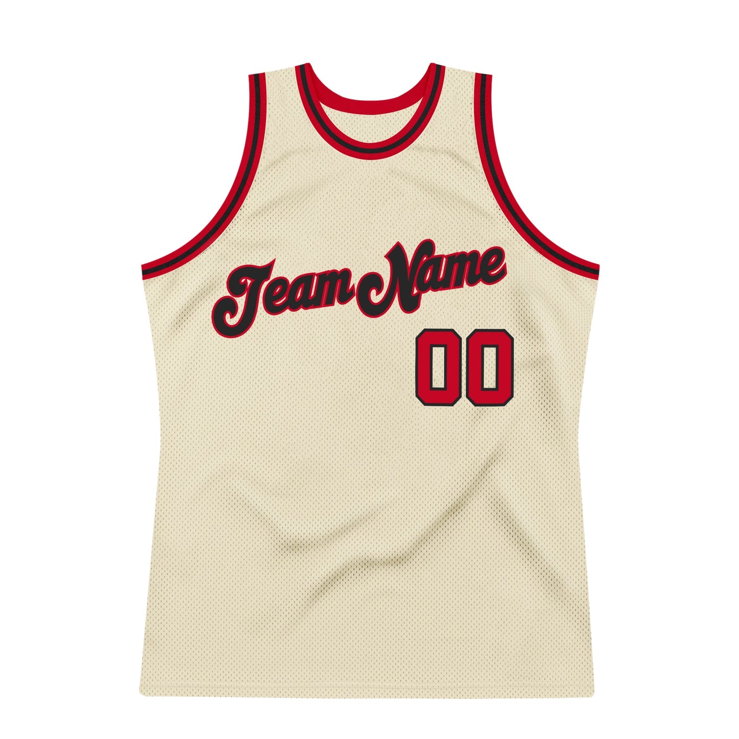 Custom Cream Red-Black Authentic Throwback Basketball Jersey view 5